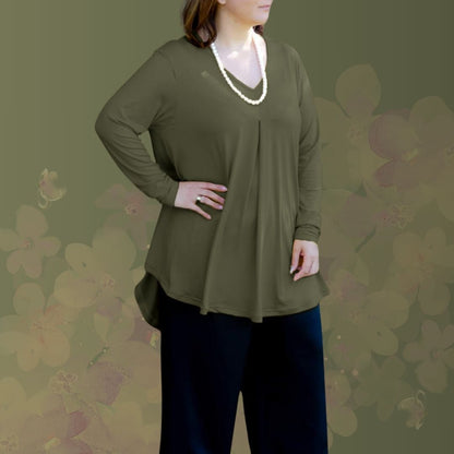 Plus Size Long Sleeve Top - Fleur Top